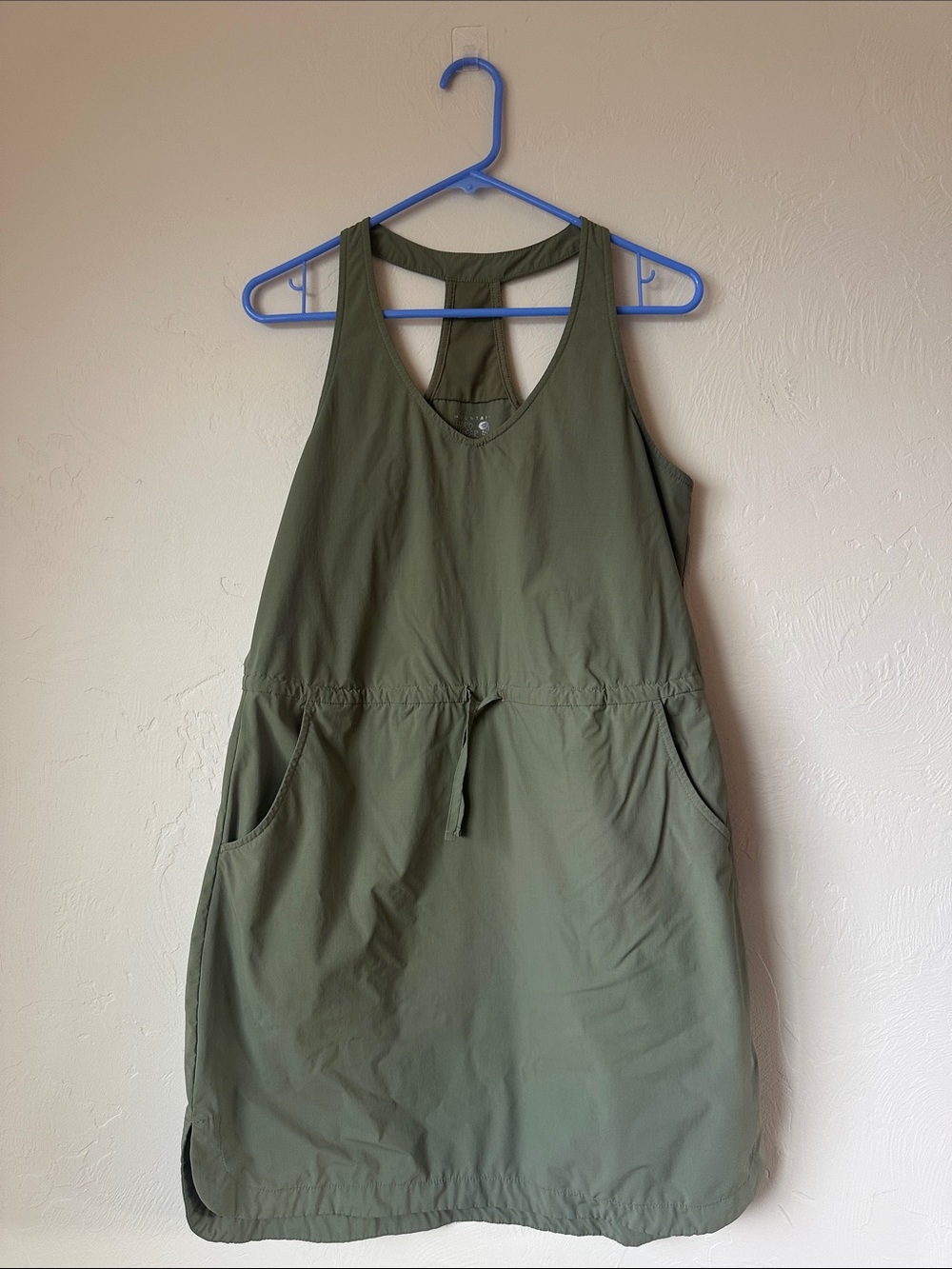 Mountain Hardwear Olive Green Sleeveless Drawstring Midi Dress